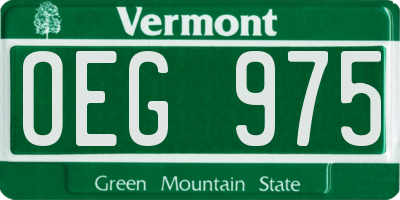 VT license plate OEG975
