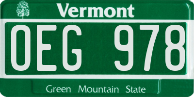 VT license plate OEG978