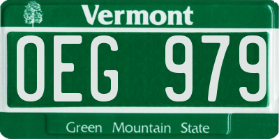 VT license plate OEG979