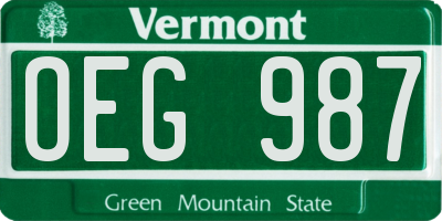 VT license plate OEG987