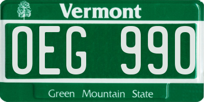 VT license plate OEG990