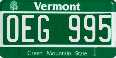 VT license plate OEG995