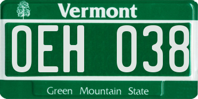 VT license plate OEH038