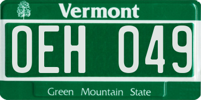 VT license plate OEH049