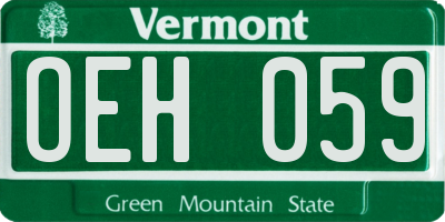 VT license plate OEH059