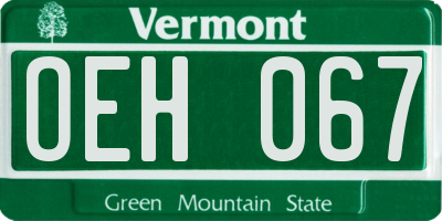 VT license plate OEH067