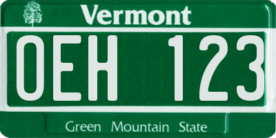VT license plate OEH123