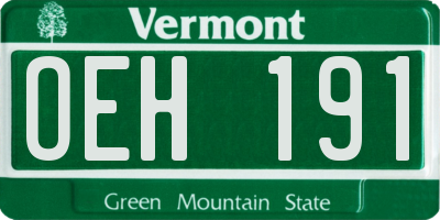VT license plate OEH191