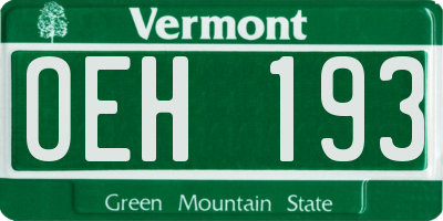 VT license plate OEH193