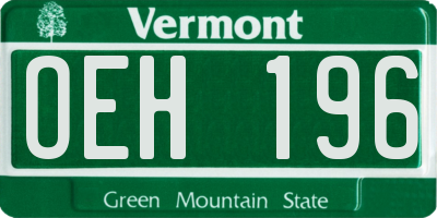 VT license plate OEH196