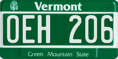 VT license plate OEH206