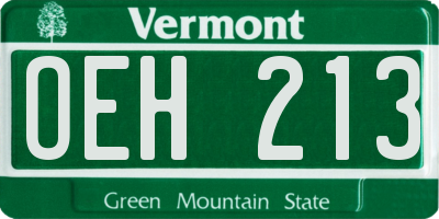 VT license plate OEH213