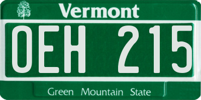 VT license plate OEH215