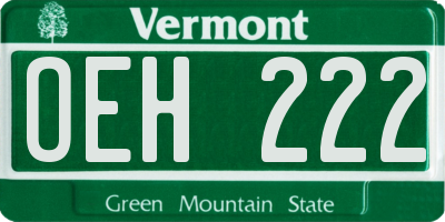 VT license plate OEH222