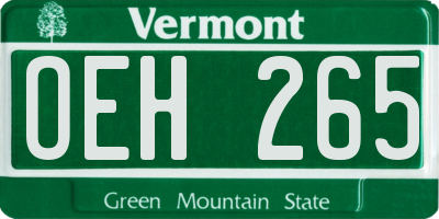 VT license plate OEH265