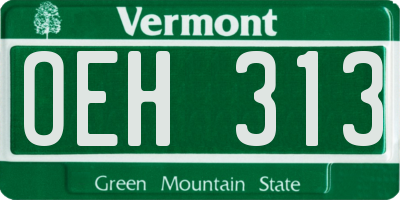 VT license plate OEH313