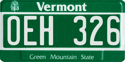 VT license plate OEH326