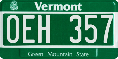VT license plate OEH357
