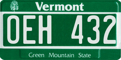 VT license plate OEH432