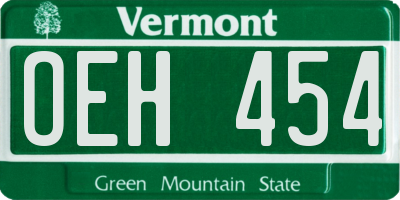 VT license plate OEH454