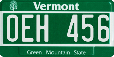 VT license plate OEH456
