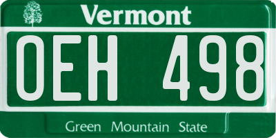 VT license plate OEH498