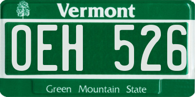 VT license plate OEH526