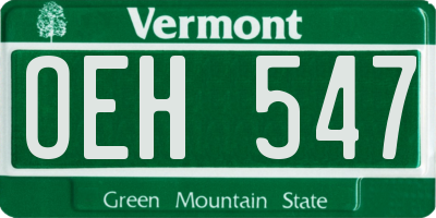 VT license plate OEH547