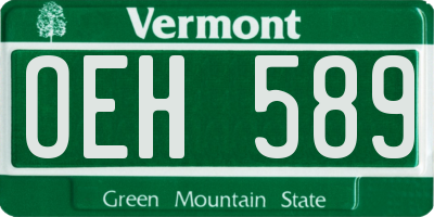 VT license plate OEH589