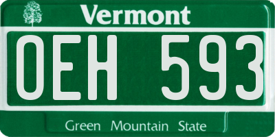 VT license plate OEH593