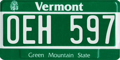VT license plate OEH597