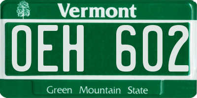 VT license plate OEH602