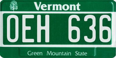VT license plate OEH636