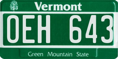 VT license plate OEH643