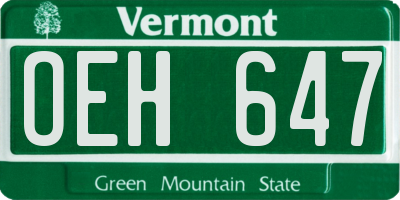 VT license plate OEH647