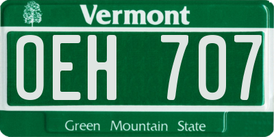 VT license plate OEH707