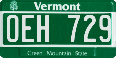 VT license plate OEH729