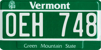 VT license plate OEH748
