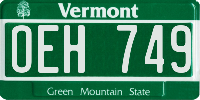 VT license plate OEH749