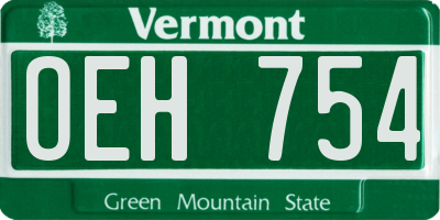 VT license plate OEH754