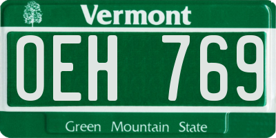 VT license plate OEH769
