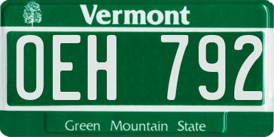 VT license plate OEH792
