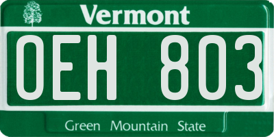 VT license plate OEH803