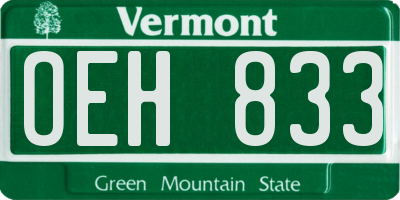 VT license plate OEH833