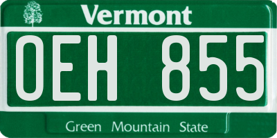VT license plate OEH855