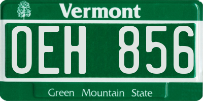 VT license plate OEH856