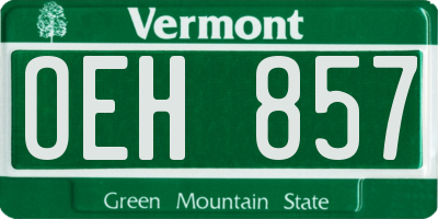 VT license plate OEH857