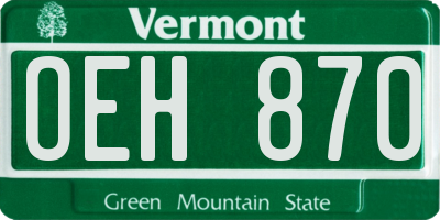 VT license plate OEH870