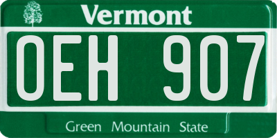 VT license plate OEH907