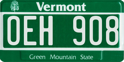 VT license plate OEH908